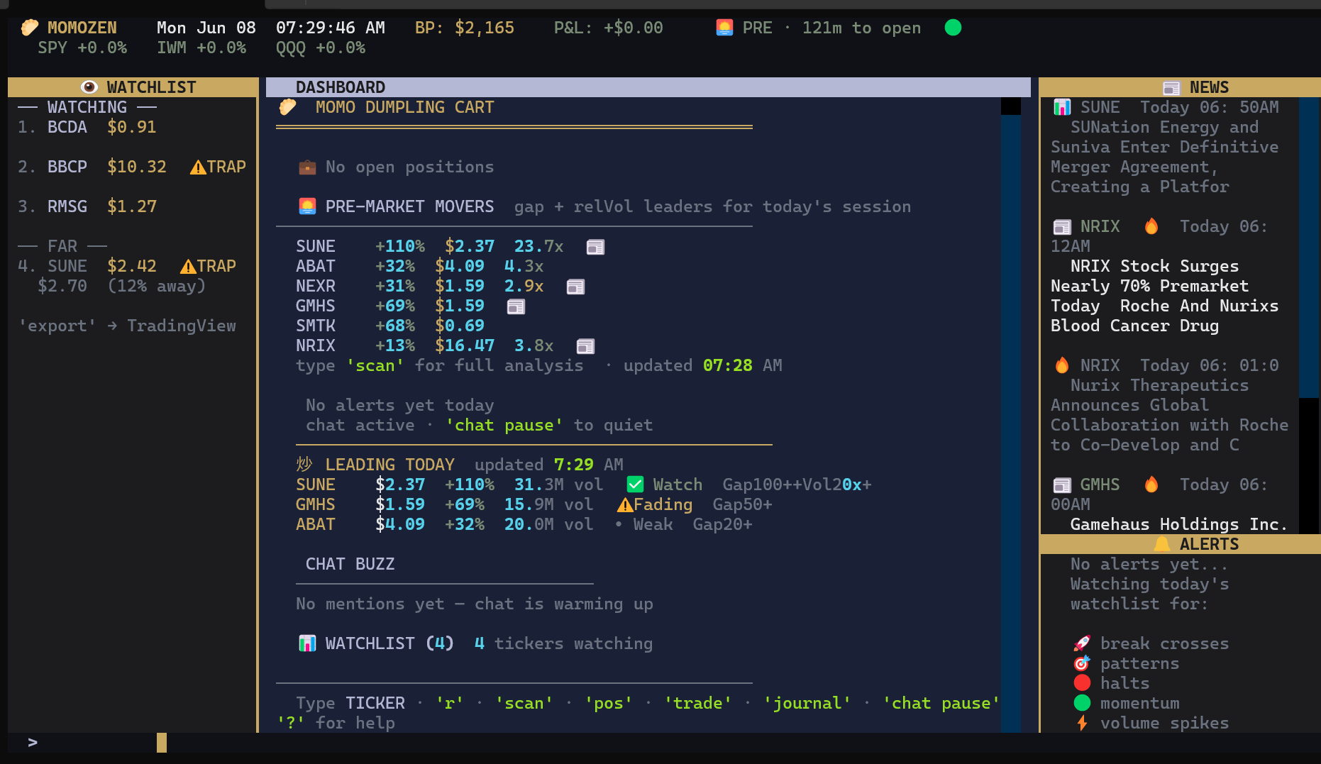 MoMoZen scanner dashboard